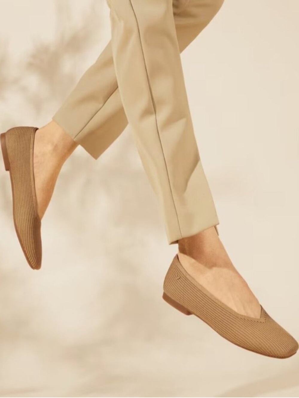 Women’s Tan Knit Flats - Comfortable Everyday Loafers